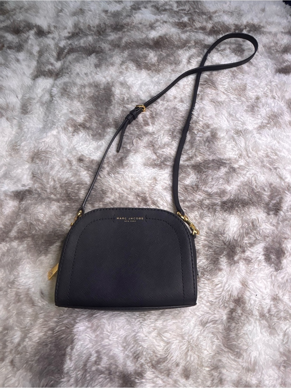Marc Jacobs Black Saffiano Leather Dome Crossbody Bag